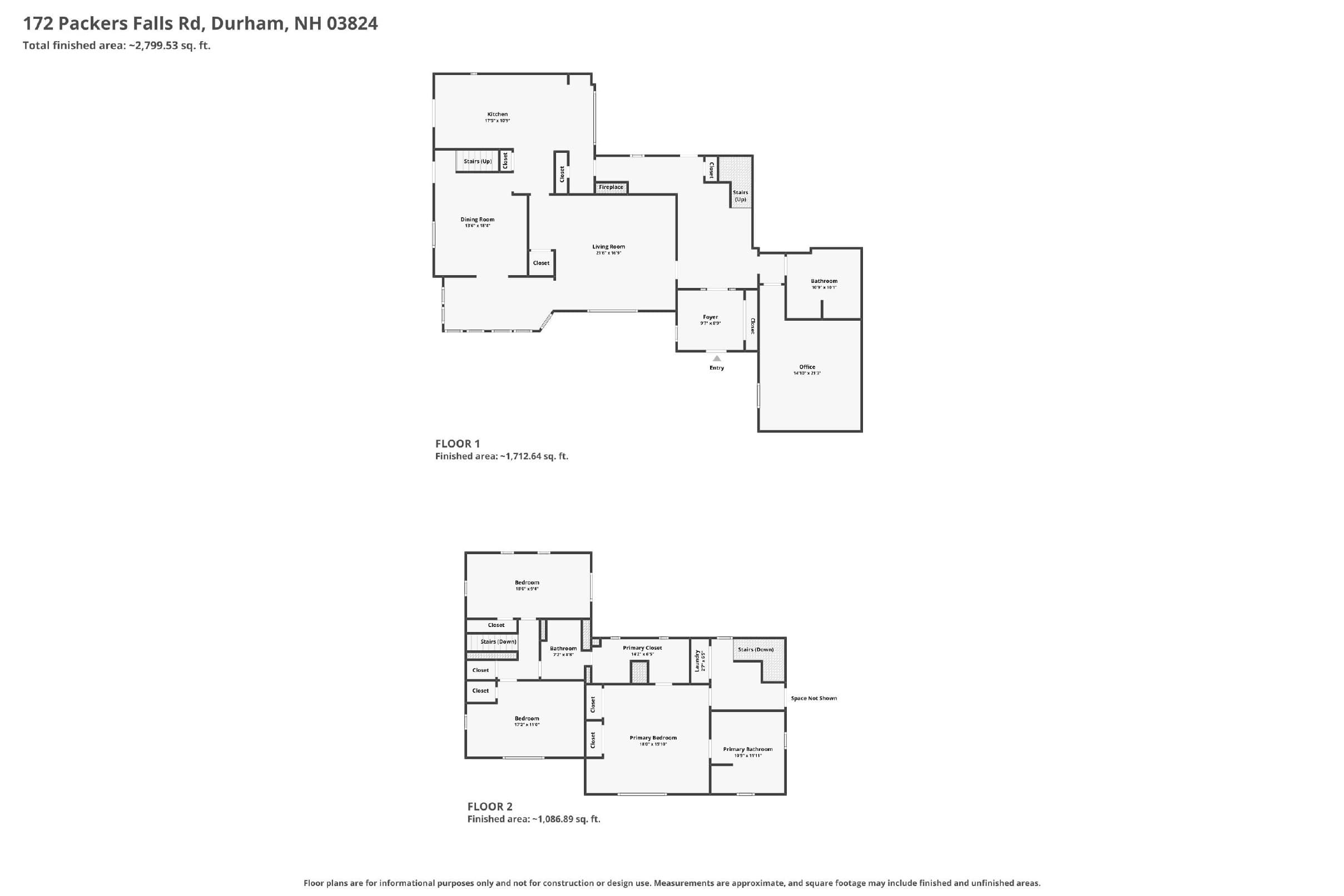 Floor plans for all three levels with room dimensions